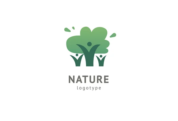 Abstrakte Natur Logo Icon Vektor Design. gesundes Öko-Essen, Ökologie, Wellness, Ernährung, Yoga, Umweltvektorlogo. glückliche Menschen mit Blattlogo. Fitness, Sport Web-Ikone. — Stockvektor