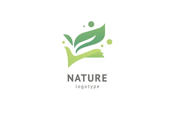 Abstrakte Natur Logo Icon Vektor Design. gesundes Öko-Essen, Ökologie, Wellness, Ernährung, Yoga, Umweltvektorlogo. glückliche Menschen mit Blattlogo. Fitness, Sport Web-Ikone. — Stockvektor