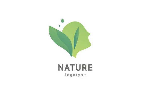 Абстрактний логотип природи векторний дизайн. Здорове екологічне харчування, екологія, спа, дієта, йога, векторний логотип дня довкілля. Щасливі люди з логотипом листя. Фітнес, спортивний веб-іконка . — стоковий вектор