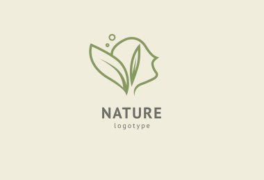 Soyut doğa logosu simgesi vektör tasarımı. Sağlıklı eko gıda, ekoloji, spa, diyet, yoga, Çevre gün vektör logosu. Yaprak logolu mutlu insanlar. Fitness, spor web simgesi.