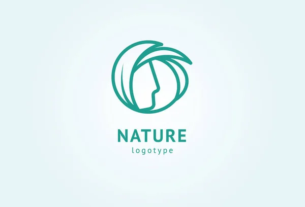 Abstrakte Natur Logo Icon Vektor Design. gesundes Öko-Essen, Ökologie, Wellness, Ernährung, Yoga, Umweltvektorlogo. glückliche Menschen mit Blattlogo. Fitness, Sport Web-Ikone. — Stockvektor