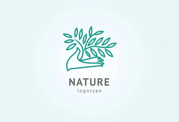 Diseño abstracto del vector icono de logotipo de la naturaleza. Alimentación ecológica saludable, ecología, spa, dieta, yoga, logotipo del vector del día del medio ambiente. Gente feliz con el logotipo de la hoja. Fitness, icono web del deporte . — Vector de stock