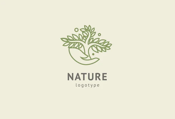 Abstract nature logo icon vector design. Healthy eco food, ecology, spa, diet, yoga, Environment day vector logo. Happy people with leaf logo. Fitness, sport web icon. — Stock Vector