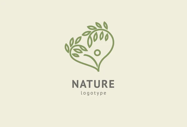 Abstrakt natur logotyp ikon vektor design. Hälsosam ekologisk mat, ekologi, Spa, diet, yoga, miljö dag vektor logotyp. Lyckliga människor med Leaf logotyp. Fitness, sport Web ikon. — Stock vektor