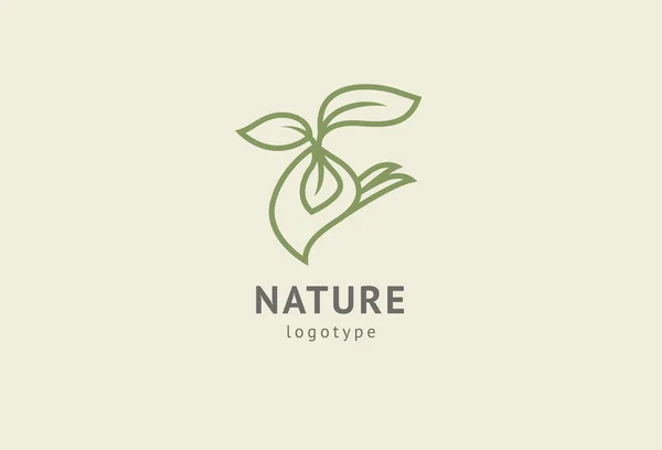 Abstrakte Natur Logo Icon Vektor Design. gesundes Öko-Essen, Ökologie, Wellness, Ernährung, Yoga, Umweltvektorlogo. glückliche Menschen mit Blattlogo. Fitness, Sport Web-Ikone. — Stockvektor