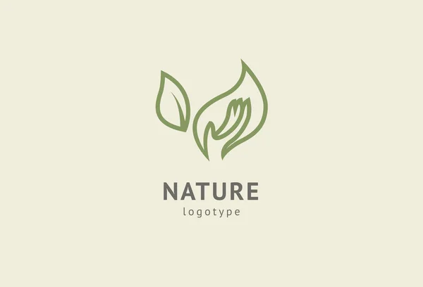 Abstrakte Natur Logo Icon Vektor Design. gesundes Öko-Essen, Ökologie, Wellness, Ernährung, Yoga, Umweltvektorlogo. glückliche Menschen mit Blattlogo. Fitness, Sport Web-Ikone. — Stockvektor