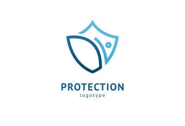 Kalkan simgesi. Vektör düz stil illüstrasyon Soyut iş güvenliği Ajansı logo şablonu. Antivirüs logo kavramı, koruma, sigorta, gizlilik, koruma.