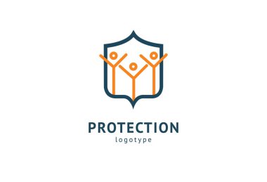 Kalkan simgesi. Vektör düz stil illüstrasyon Soyut iş güvenliği Ajansı logo şablonu. Antivirüs logo kavramı, koruma, sigorta, gizlilik, koruma.