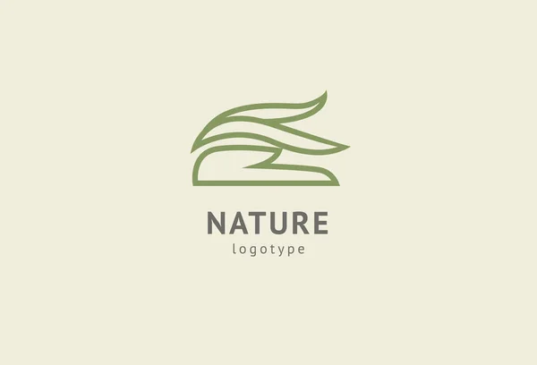 Abstrakte Natur Logo Icon Vektor Design. gesundes Öko-Essen, Ökologie, Wellness, Ernährung, Yoga, Umweltvektorlogo. glückliche Menschen mit Blattlogo. Fitness, Sport Web-Ikone. — Stockvektor