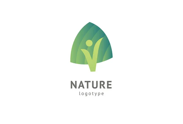 Abstract nature logo icon vector design. Healthy eco food, ecology, spa, diet, yoga, Environment day vector logo. Happy people with leaf logo. Fitness, sport web icon. — Stock Vector