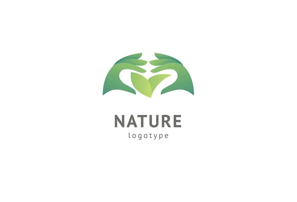 Abstrakte Natur Logo Icon Vektor Design. gesundes Öko-Essen, Ökologie, Wellness, Ernährung, Yoga, Umweltvektorlogo. glückliche Menschen mit Blattlogo. Fitness, Sport Web-Ikone. — Stockvektor