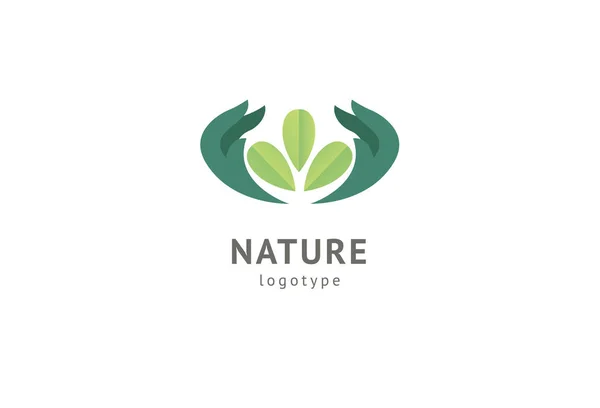 Abstrakt natur logotyp ikon vektor design. Hälsosam ekologisk mat, ekologi, Spa, diet, yoga, miljö dag vektor logotyp. Lyckliga människor med Leaf logotyp. Fitness, sport Web ikon. — Stock vektor