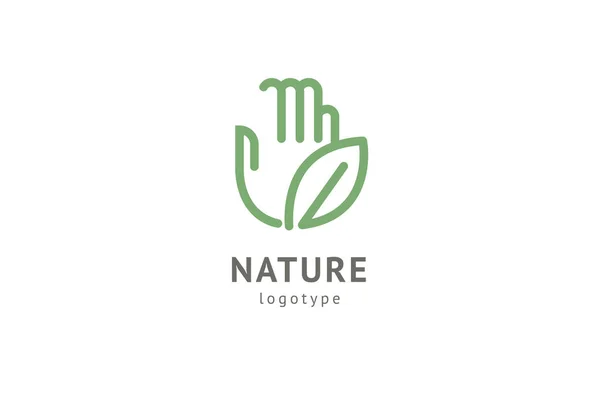 Abstrakte Natur Logo Icon Vektor Design. gesundes Öko-Essen, Ökologie, Wellness, Ernährung, Yoga, Umweltvektorlogo. glückliche Menschen mit Blattlogo. Fitness, Sport Web-Ikone. — Stockvektor