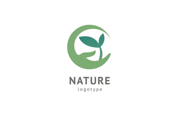 Abstrakte Natur Logo Icon Vektor Design. gesundes Öko-Essen, Ökologie, Wellness, Ernährung, Yoga, Umweltvektorlogo. glückliche Menschen mit Blattlogo. Fitness, Sport Web-Ikone. — Stockvektor