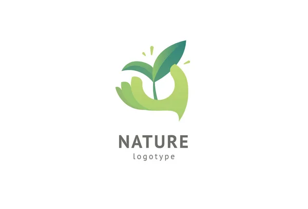 Abstrakte Natur Logo Icon Vektor Design. gesundes Öko-Essen, Ökologie, Wellness, Ernährung, Yoga, Umweltvektorlogo. glückliche Menschen mit Blattlogo. Fitness, Sport Web-Ikone. — Stockvektor