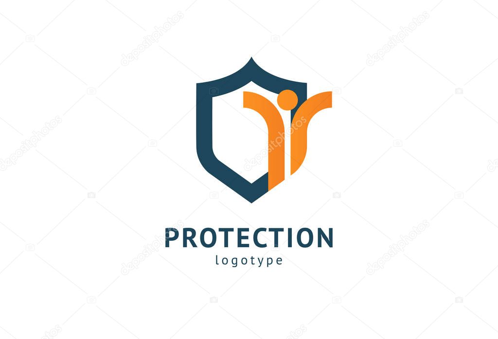 Shield icon. Vector flat style illustration Abstract business security Agency logo template. Logo concept of antivirus, protection, insurance, privacy, guard