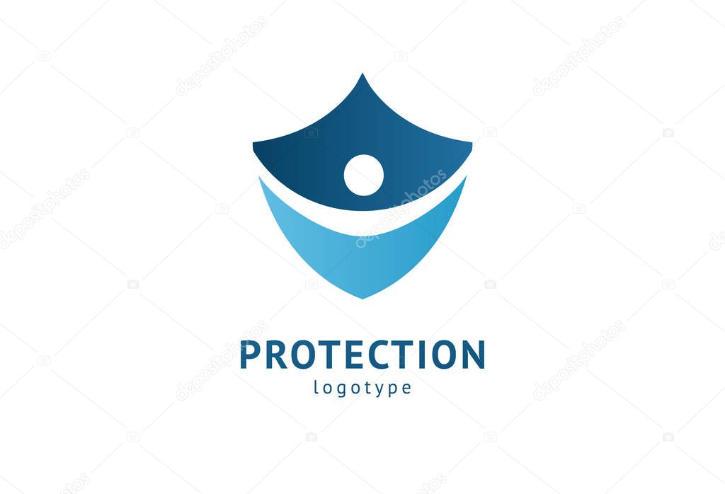Shield icon. Vector flat style illustration Abstract business security Agency logo template. Logo concept of antivirus, protection, insurance, privacy, guard