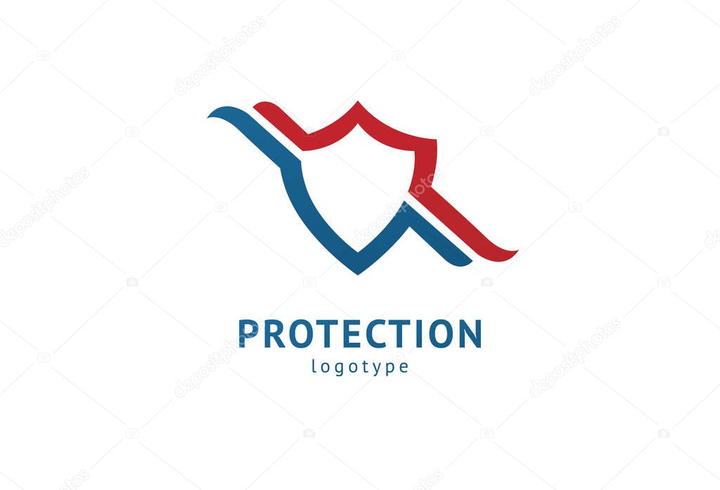 Shield icon. Vector flat style illustration Abstract business security Agency logo template. Logo concept of antivirus, protection, insurance, privacy, guard