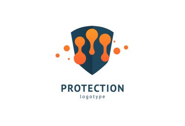 Kalkan simgesi. Vektör düz stil illüstrasyon Soyut iş güvenliği Ajansı logo şablonu. Antivirüs logo kavramı, koruma, sigorta, gizlilik, koruma.