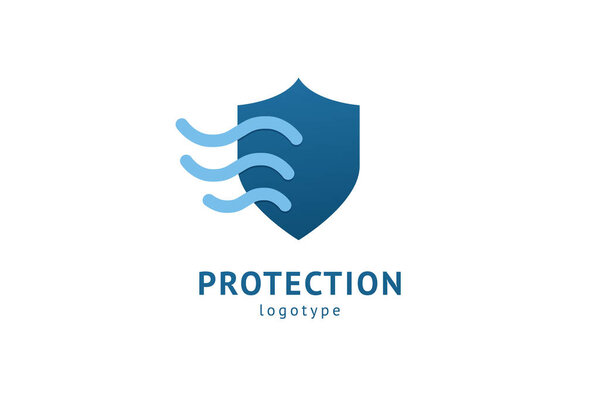 Shield icon. Vector flat style illustration Abstract business security Agency logo template. Logo concept of antivirus, protection, insurance, privacy, guard.