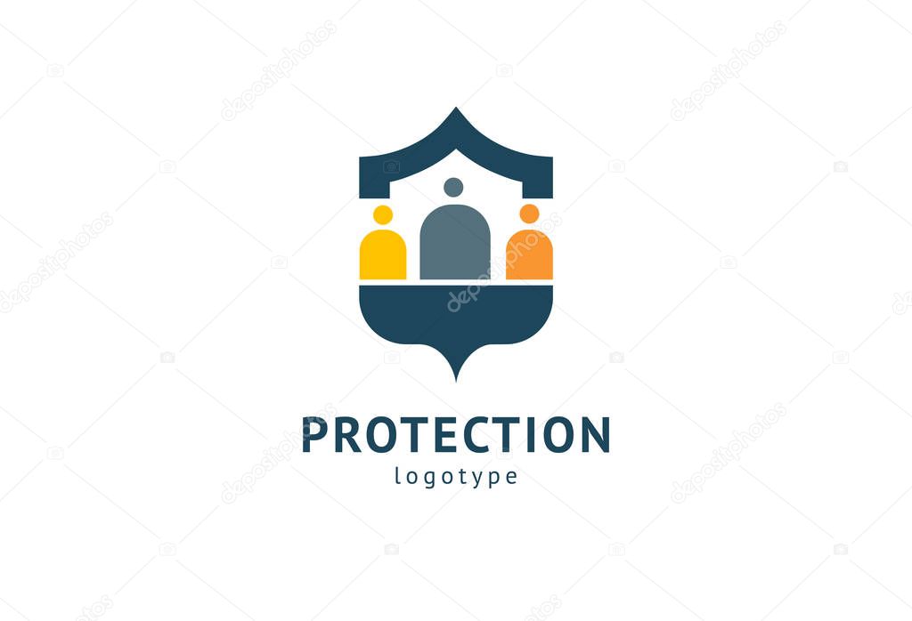 Shield icon. Vector flat style illustration Abstract business security Agency logo template. Logo concept of antivirus, protection, insurance, privacy, guard
