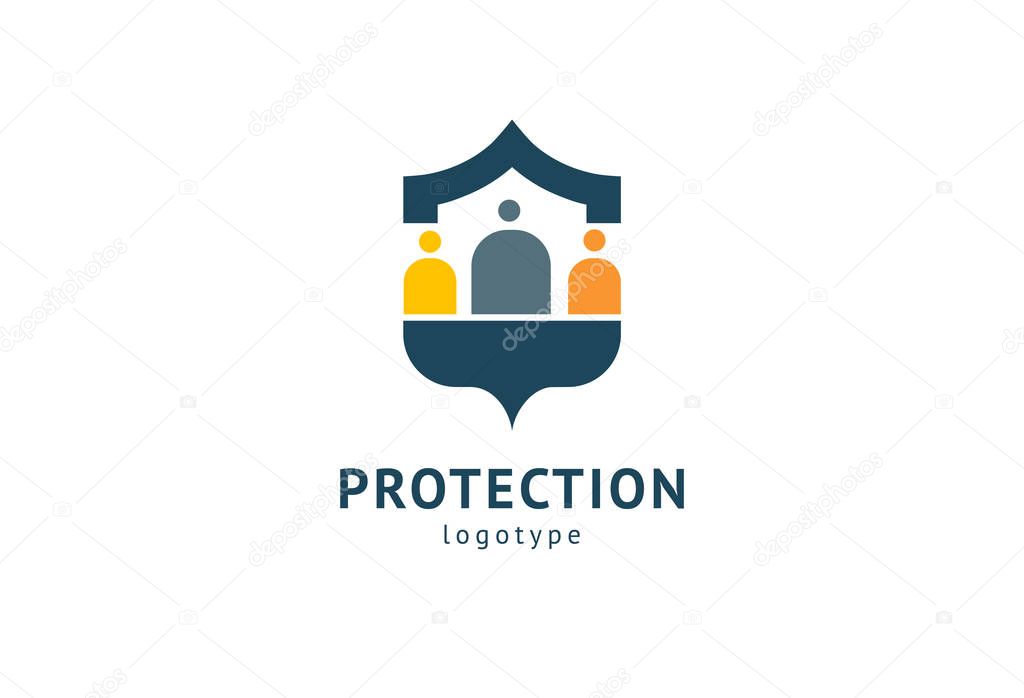 Shield icon. Vector flat style illustration Abstract business security Agency logo template. Logo concept of antivirus, protection, insurance, privacy, guard.