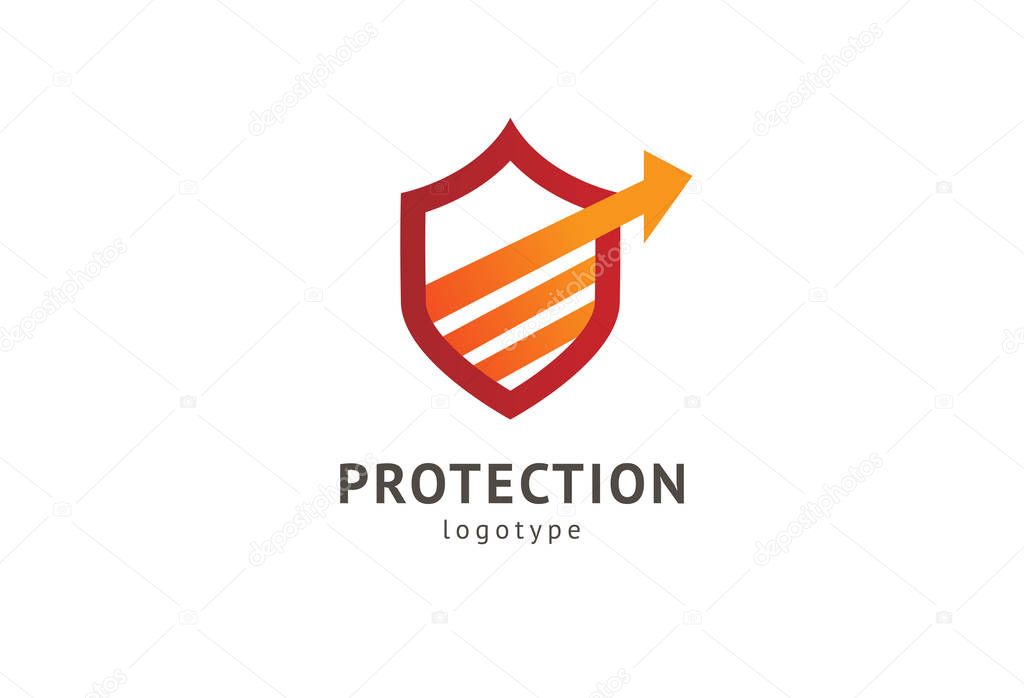 Shield icon. Vector flat style illustration Abstract business security Agency logo template. Logo concept of antivirus, protection, insurance, privacy, guard