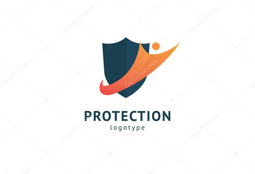 Shield icon. Vector flat style illustration Abstract business security Agency logo template. Logo concept of antivirus, protection, insurance, privacy, guard