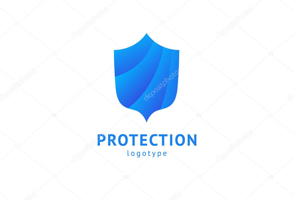 Shield icon. Vector flat style illustration Abstract business security Agency logo template. Logo concept of antivirus, protection, insurance, privacy, guard.