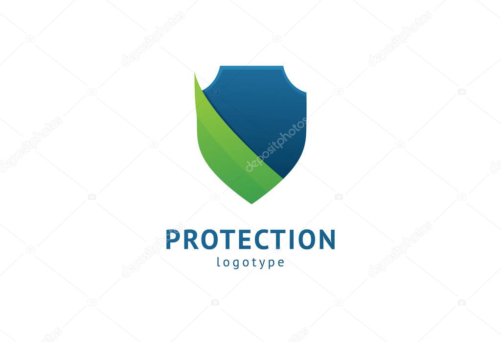 Shield icon. Vector flat style illustration Abstract business security Agency logo template. Logo concept of antivirus, protection, insurance, privacy, guard