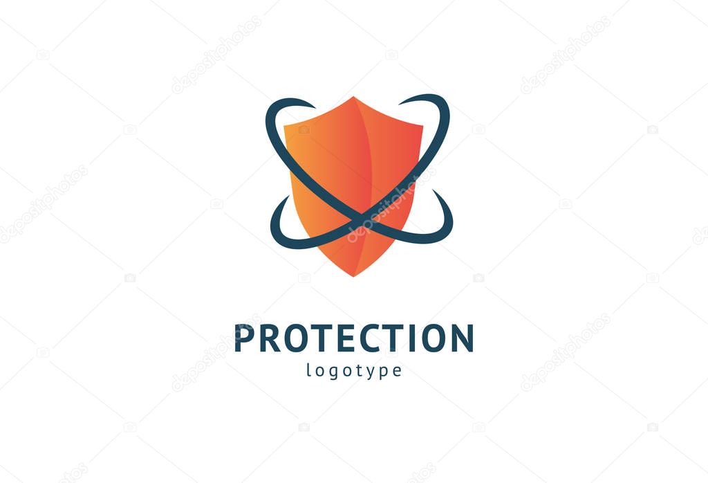 Shield icon. Vector flat style illustration Abstract business security Agency logo template. Logo concept of antivirus, protection, insurance, privacy, guard.