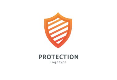 Kalkan simgesi. Vektör düz stil illüstrasyon Soyut iş güvenliği Ajansı logo şablonu. Antivirüs logo kavramı, koruma, sigorta, gizlilik, koruma.