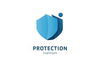 Kalkan simgesi. Vektör düz stil illüstrasyon Soyut iş güvenliği Ajansı logo şablonu. Antivirüs logo kavramı, koruma, sigorta, gizlilik, koruma.
