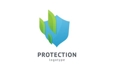 Kalkan simgesi. Vektör düz stil illüstrasyon Soyut iş güvenliği Ajansı logo şablonu. Antivirüs logo kavramı, koruma, sigorta, gizlilik, koruma.