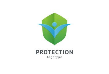 Kalkan simgesi. Vektör düz stil illüstrasyon Soyut iş güvenliği Ajansı logo şablonu. Antivirüs logo kavramı, koruma, sigorta, gizlilik, koruma.