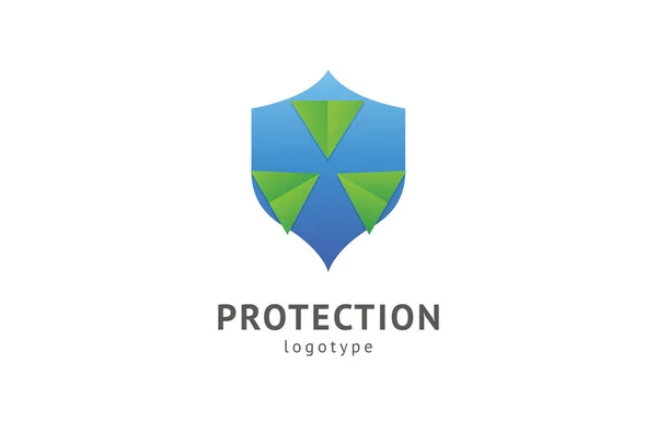 Schild-Symbol. Vektor flachen Stil Illustration abstrakte Business Security Agency Logo-Vorlage. Logo-Konzept von Antivirus, Schutz, Versicherung, Privatsphäre, Wache. — Stockvektor