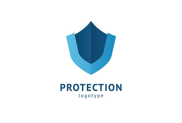 Shield icon. Vector flat style illustration Abstract business security Agency logo template. Logo concept of antivirus, protection, insurance, privacy, guard.