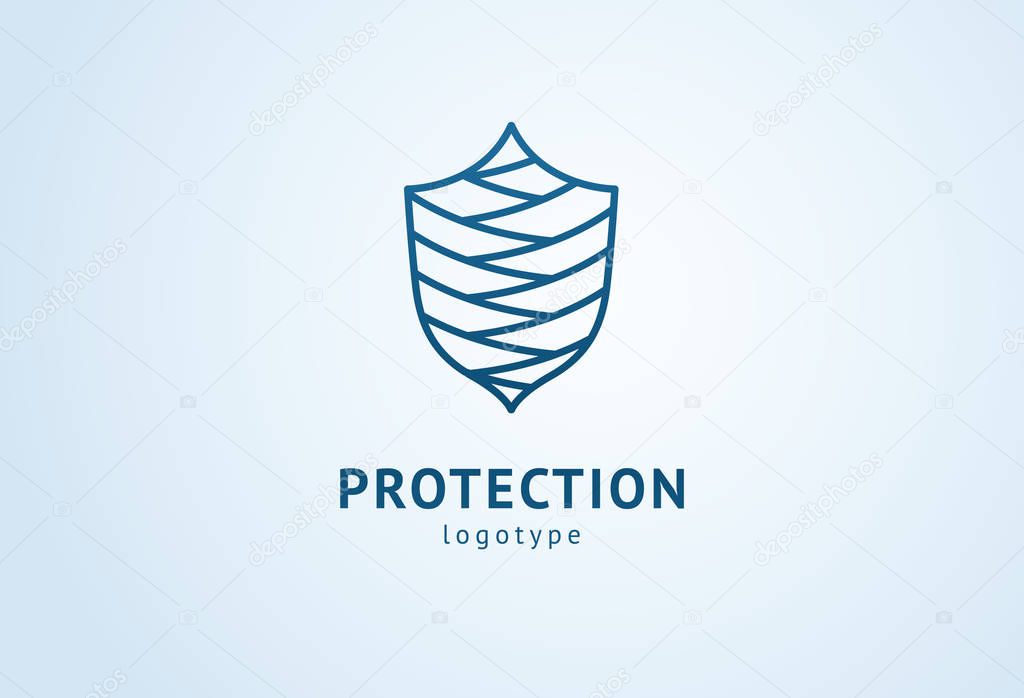 Shield icon. Vector flat style illustration Abstract business security Agency logo template. Logo concept of antivirus, protection, insurance, privacy, guard.