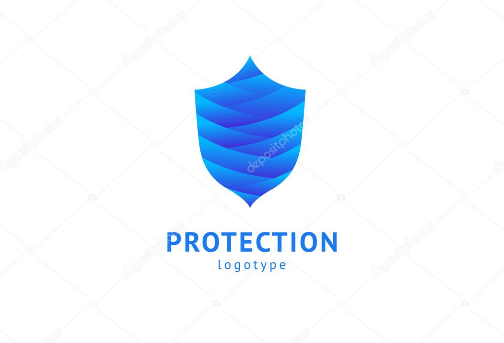 Shield icon. Vector flat style illustration Abstract business security Agency logo template. Logo concept of antivirus, protection, insurance, privacy, guard.