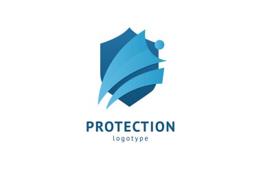 Kalkan simgesi. Vektör düz stil illüstrasyon Soyut iş güvenliği Ajansı logo şablonu. Antivirüs logo kavramı, koruma, sigorta, gizlilik, koruma.