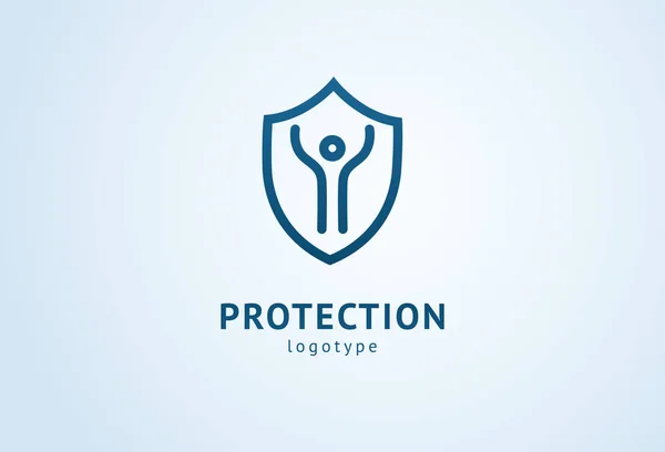 Icona dello scudo. Illustrazione vettoriale in stile piatto Abstract business security Agency logo template. Logo concetto di antivirus, protezione, assicurazione, privacy, guardia . — Vettoriale Stock