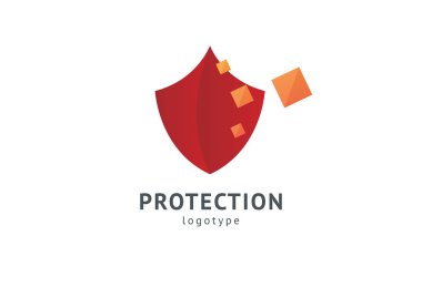 Kalkan simgesi. Vektör düz stil illüstrasyon Soyut iş güvenliği Ajansı logo şablonu. Antivirüs logo kavramı, koruma, sigorta, gizlilik, koruma.