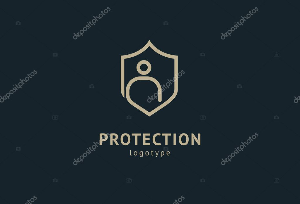Shield icon. Vector flat style illustration Abstract business security Agency logo template. Logo concept of antivirus, protection, insurance, privacy, guard