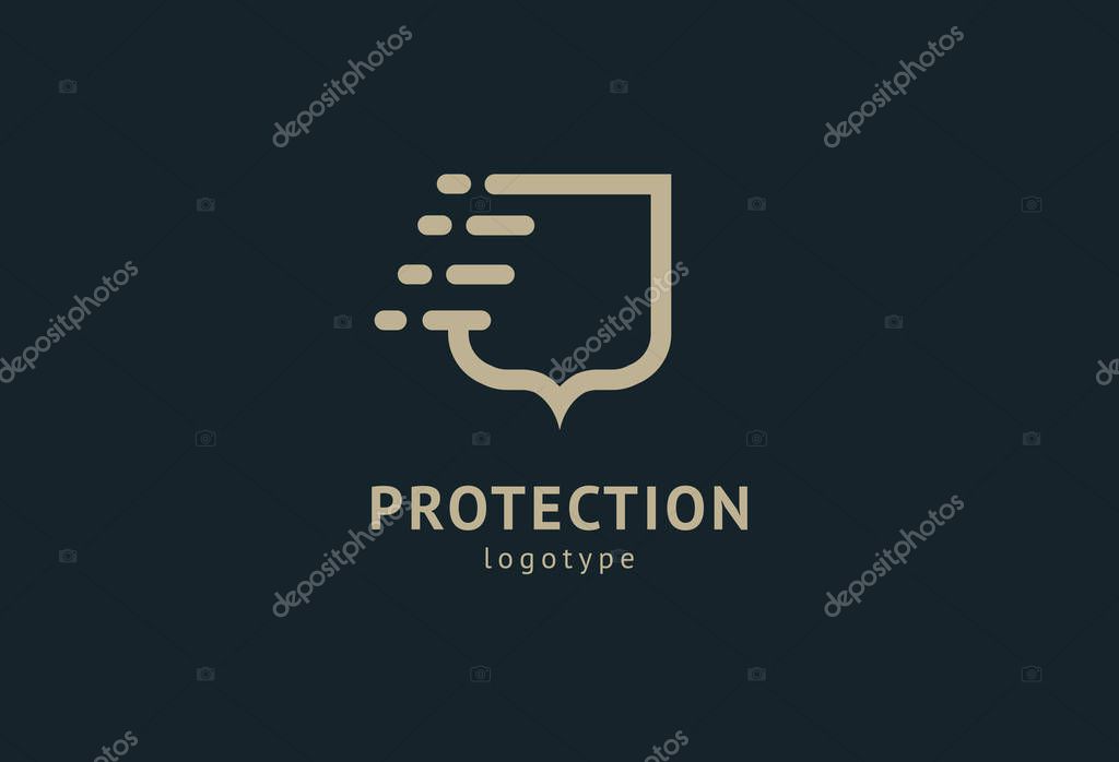 Shield icon. Vector flat style illustration Abstract business security Agency logo template. Logo concept of antivirus, protection, insurance, privacy, guard