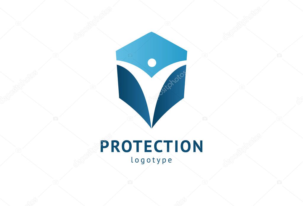 Shield icon. Vector flat style illustration Abstract business security Agency logo template. Logo concept of antivirus, protection, insurance, privacy, guard