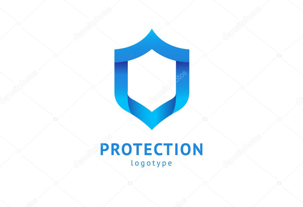 Shield icon. Vector flat style illustration Abstract business security Agency logo template. Logo concept of antivirus, protection, insurance, privacy, guard