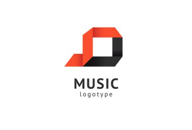 Vektör illüstrasyonu, Grafik Tasarım Not web logosu. Soyut müzik logosu vektör tasarımı. Ses kayıt stüdyosu, gece partisi. Müzik okulu, disko, vokal kursu, besteci, şarkıcı vektör logosu.