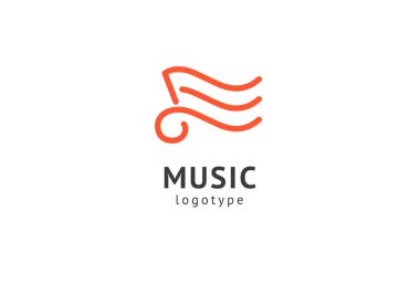 Vektör illüstrasyonu, Grafik Tasarım Not web logosu. Soyut müzik logosu vektör tasarımı. Ses kayıt stüdyosu, gece partisi. Müzik okulu, disko, vokal kursu, besteci, şarkıcı vektör logosu.