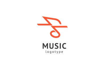Vektör illüstrasyonu, Grafik Tasarım Not web logosu. Soyut müzik logosu vektör tasarımı. Ses kayıt stüdyosu, gece partisi. Müzik okulu, disko, vokal kursu, besteci, şarkıcı vektör logosu.