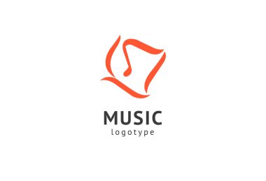 Vektör illüstrasyonu, Grafik Tasarım Not web logosu. Soyut müzik logosu vektör tasarımı. Ses kayıt stüdyosu, gece partisi. Müzik okulu, disko, vokal kursu, besteci, şarkıcı vektör logosu.